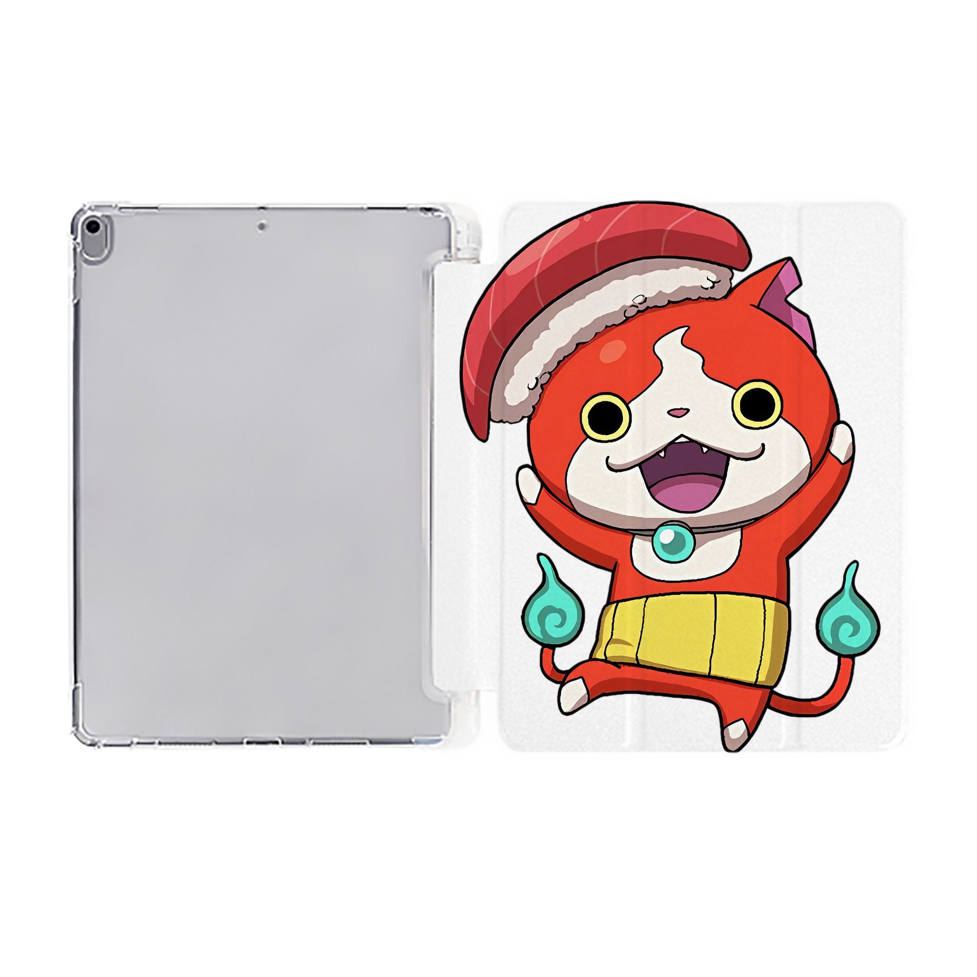 （画像用） 妖怪ウォッチ Yo-kai Watch IPad ケース ペン収納付き 三つ折りスタンド PUレザー×シリコン 対応機種9.5/10.5/10.9インチ
